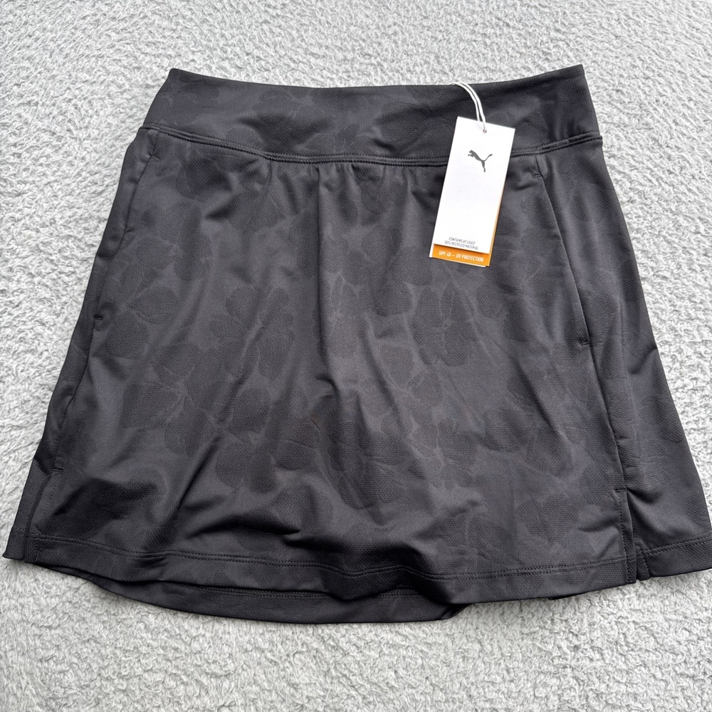 Puma Luna Floral Jacquard Skort Womens Small Black Golf Tennis Skirt 635035 02